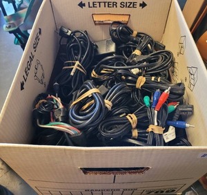 lot 112 image: ASSORTED POWER CORDS AND CABLES.