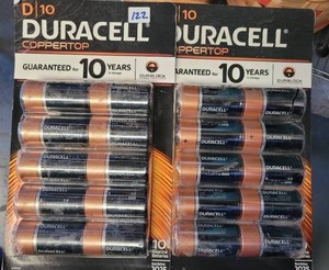 lot 122 image: (2) 10-PACKS OF DURACELL COPPERTOP D BATTERIES.