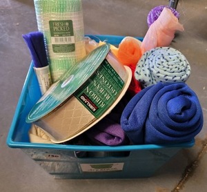lot 130 image: MIXED LOT INCLUDING MESH, RIBBON AND MORE.