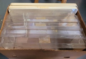 lot 158 image: PLASTIC STORAGE BOXES WITH LIDS.