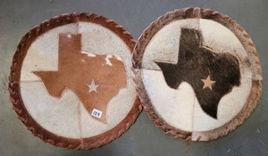 lot 129 image: (2) TEXAS THEMED LEATHER TABLE MATS.