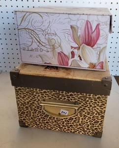 lot 201 image: (2) DECORATIVE STORAGE BOXES.