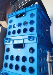 lot 204 image: (3) PLASTIC STACKABLE STORAGE CRATES.