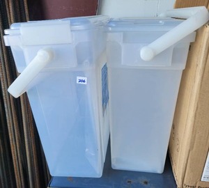 lot 206 image: (2) PLASTIC SCRAPBOOK PAPER STORAGE CONTAINERS.