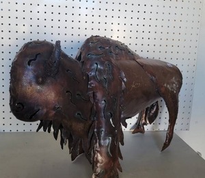 lot 262 image: METAL DECORATIVE BUFFALO FIGURE.
