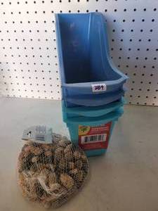 lot 284 image: DECORATIVE PEBBLESSTONES PLUS PLASTIC ORGANIZERS.