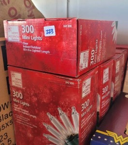 lot 223 image: (5) NEW, CHRISTMAS 300-MINI LIGHTS BOXES.