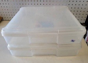 lot 335 image: (2) PLASTIC SCRAPBOOK PAPER 12 X 12 STORAGE TOTES.