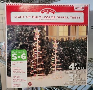 lot 354 image: LIGHT UP MULTI COLOR SPIRAL TREES IN BOX.