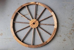 lot 328 image: WOODEN WAGON STYLE WHEEL AS SHOWN.