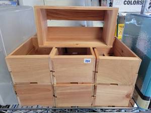 lot 334 image: (7) WOODEN CRAFT BOXES AS SHOWN.