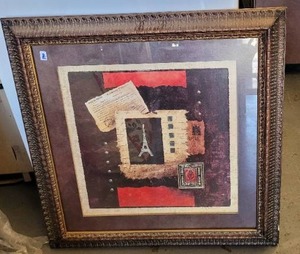 lot 390 image: LARGE PARIS THEMED WALL FRAME.