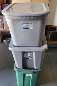 lot 444 image: (3) PLASTIC STORAGE CONTAINERS AS SHOWN.
