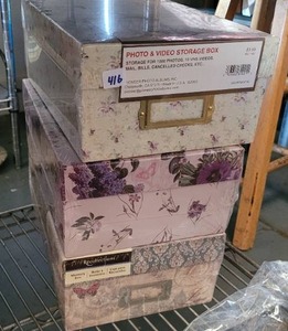 lot 416 image: (3) DECORATIVE STORAGE BOXES.