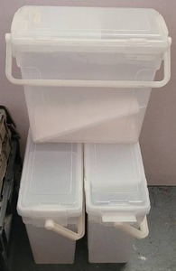 lot 419 image: (3) PLASTIC SCRAPBOOK STORAGE CONTAINERS.