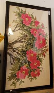 lot 11 image: LARGE FRAMED WATER-COLOR STYLE PAINTING