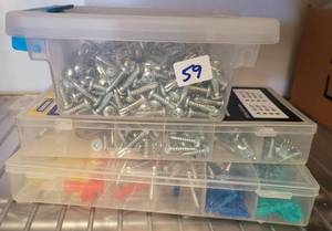 lot 59 image: SMALL HARDWARE BOXES WITH CONTENTS