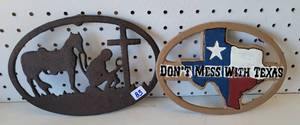 lot 83 image: (2) TEXAS  COWBOYS THEMED DECOR ITEMS