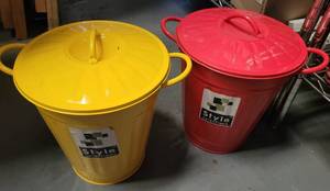 lot 98 image: (2) STYLE SELECTION TIN TRASHCANS