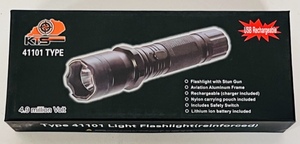 lot 28 image: KTS Type 41101 Black Rechargeable Flashlight W 4.9 Million Volt Stun Gun