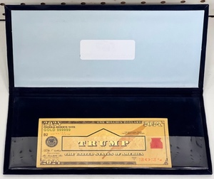 lot 33 image: 2024 Trump 24K Gold Plated One Million Dollar Bill