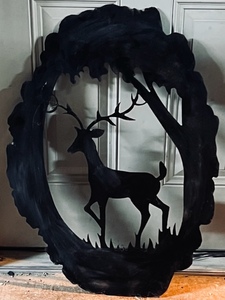 lot 43 image: Vintage Heavy Metal Wall Hanging Buck Deer Cut-Out Silouette