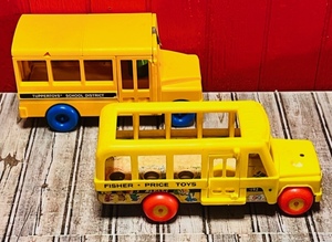 lot 54 image: Original 1965 Fisher Price School Bus #192 Pull Toy WVintage 1980s Tuppertoys Yellow School Bus&nbsp