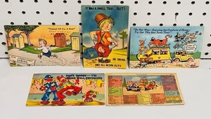 lot 73 image: Five 1940s Funny Road-trip Post Cards
