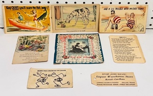 lot 133 image: Eight 1940s Postcards, Greeting Cards, Handout, &amp Tags