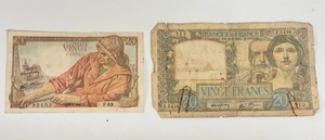 lot 134 image: Banque De France 20 Vingt Francs Notes 1940 &amp 1943