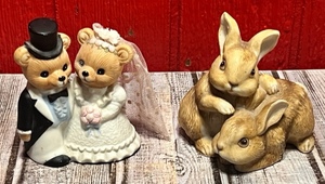 lot 154 image: Homeco #1424 Bride and Groom Wedding Bears Figurines &amp&nbsp #1455 Bunny Rabbit Pair