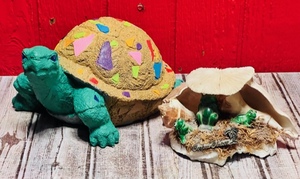 lot 155 image: Life Size Turtle Garden Statue &amp Souvenir Frogs Sheltering in Sea Shells From Corpus Christi, Texas