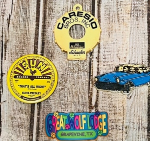 lot 164 image: Four Cool Kitchen Magnets - Including Caresio Bros. Old MilwaukeeSchafer Beer Bottle Opener &amp Sun Records Elvis Presley Thats All Right