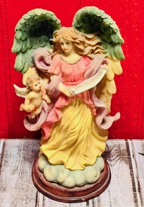 lot 191 image: Beautiful Angel &amp Cherub Music Box WWood Base