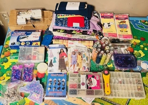 lot 211 image: Huge Lot of Craft &amp Sewing Supplies - Including Two Handy Stitch Hand&nbsp Held Sewing Machines