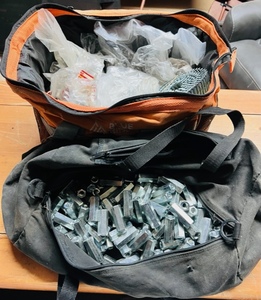 lot 214 image: Two Bags Of Assorted Nails, Screws, &amp Other Fasteners&nbsp