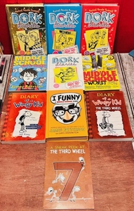 lot 230 image: Ten Young AdultTeen Fiction Books - Including Dork Diaries Series(Rachel Renee Russell), Middle School Series (James Patterson), &amp Diary of a Wimpy Kid (Jeff Kinney)