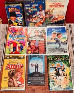 lot 227 image: Nine Animated &amp Childrens Video Classics - Including Space Jam, Willy Wonka &amp The Chocolate Factory, &amp The Land Before Time