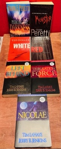 lot 252 image: Seven Best Seller Christian Fiction Books - Including Peretti, Dekker, &amp LaHaye and Jenkins