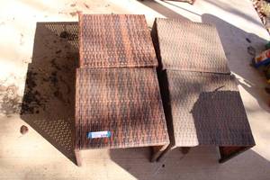 lot 18 image: Set of 4 Basket Woven Foot RestsStools