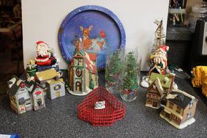 lot 65 image: Christmas Ceramic Village, Figurines, Christmas Glassware