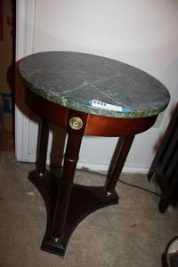 lot 77 image: Green Marble top round end table