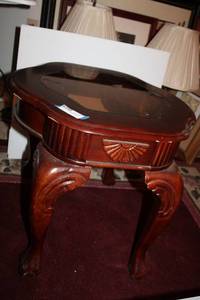 lot 87 image: Smoked Glass top End Table with Claw feet
