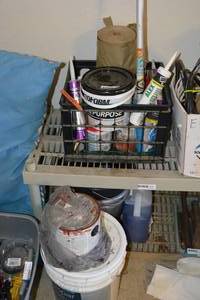 lot 241 image: Paint Lot paint cans, brushes Caulk and more