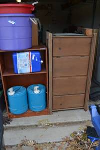 lot 265 image: (2) Wooden Storage Cabinets 1 Possible Aquarium Stand (CONTENTS SOLD SEPARATELY)