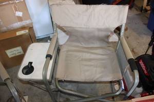 lot 219 image: Pair of Folding chairs with side arm table