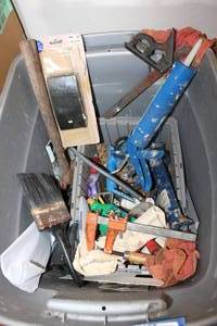 lot 227 image: Misc Tools Clamps, tile mastic spreader, Cable TV splitter