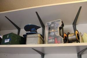 lot 343 image: Metal toolboxes, Wire rod holder, plastic tool organizer