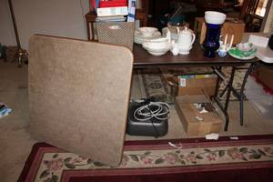 lot 374 image: (2) small folding tables (CONTENTS SOLD SEPARATELY)