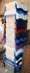 lot 21 image: Stackable Plastic Storage Totes (approx. 25)